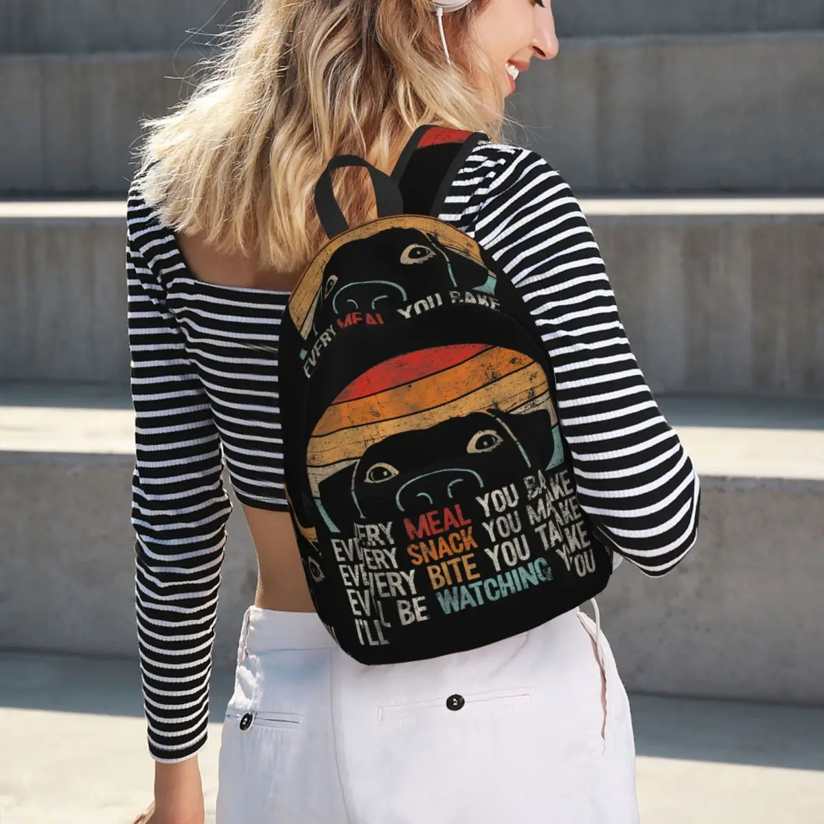 Black Labrador Dog Print Student Backpack School Bag Hiking Travel Daypack for Men Women Bookbag Shoulder Bags
