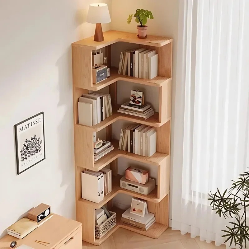 

Solid wood corner bookshelf Bedroom floor rack Bedside corner cabinet Living room against the wall Storage cabinet Studenokcase