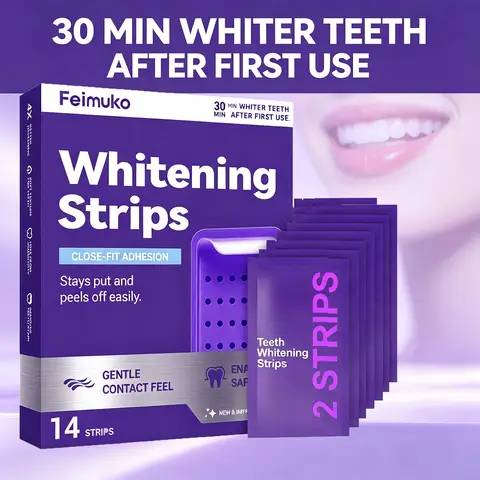 Purple Teeth Whitening Strips for Sensitive Teeth – Brightening Enamel Safe Remove Yellow Stains Long Lasting Oral Care Patches