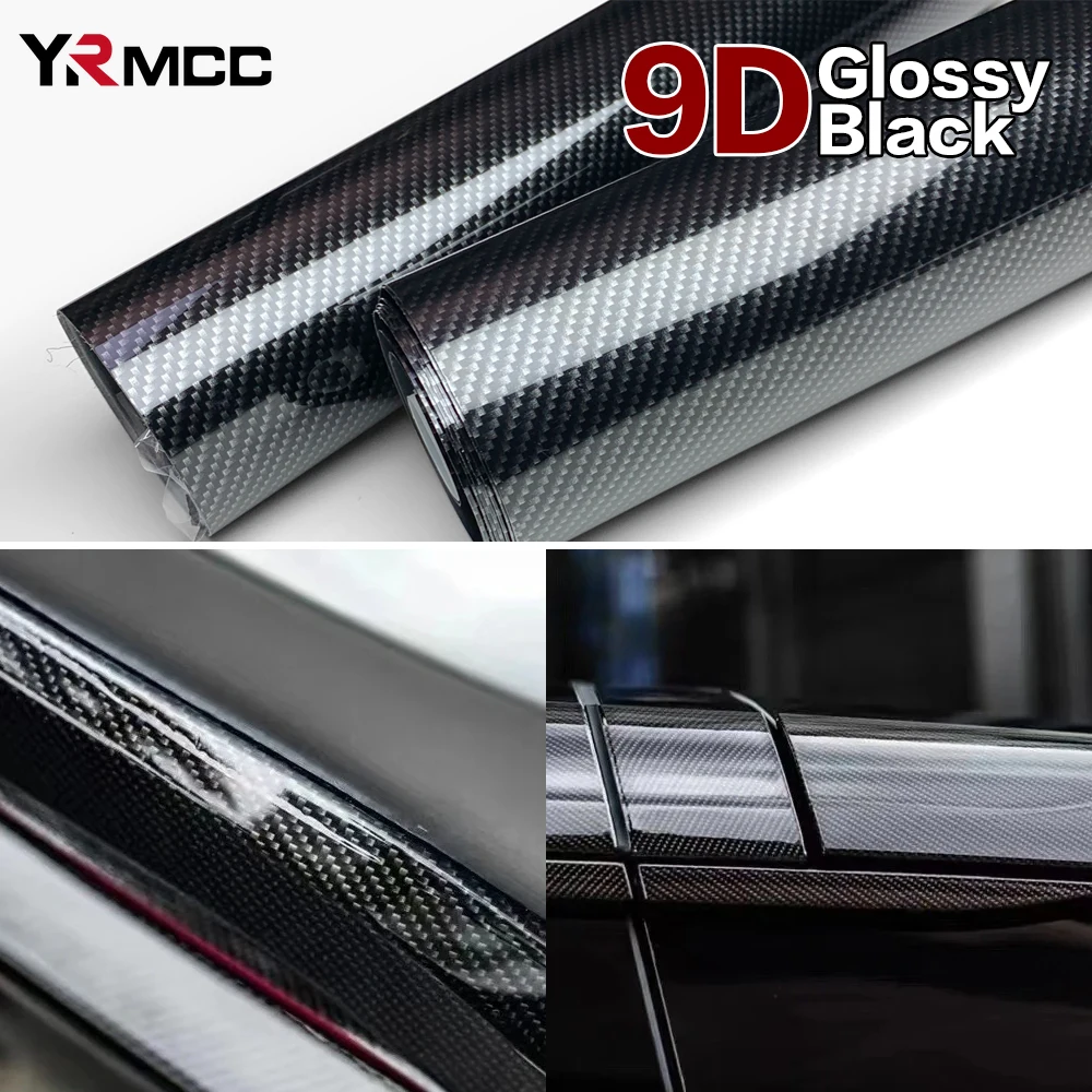 9D Carbon Fiber Car Sticker Self Adhesive Glossy Black Vinyl Wrap Film Anti-Scratch Auto Decoration Sticker for Cars Accessories