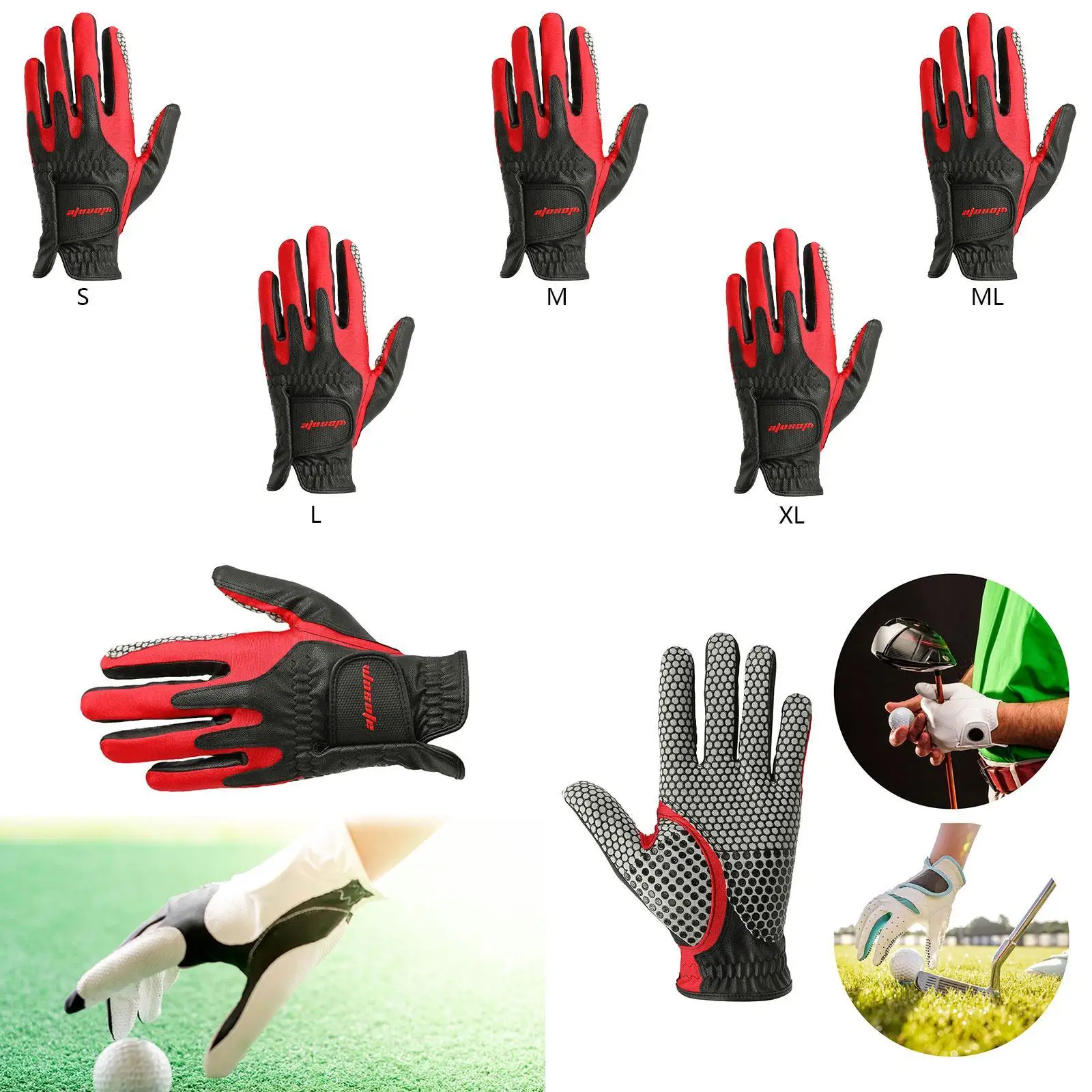 Men Golf Glove Non Slip Training Practice Protection PU Leather Sports Glove for Golf Putting Snowboard Driving Hiking Biking