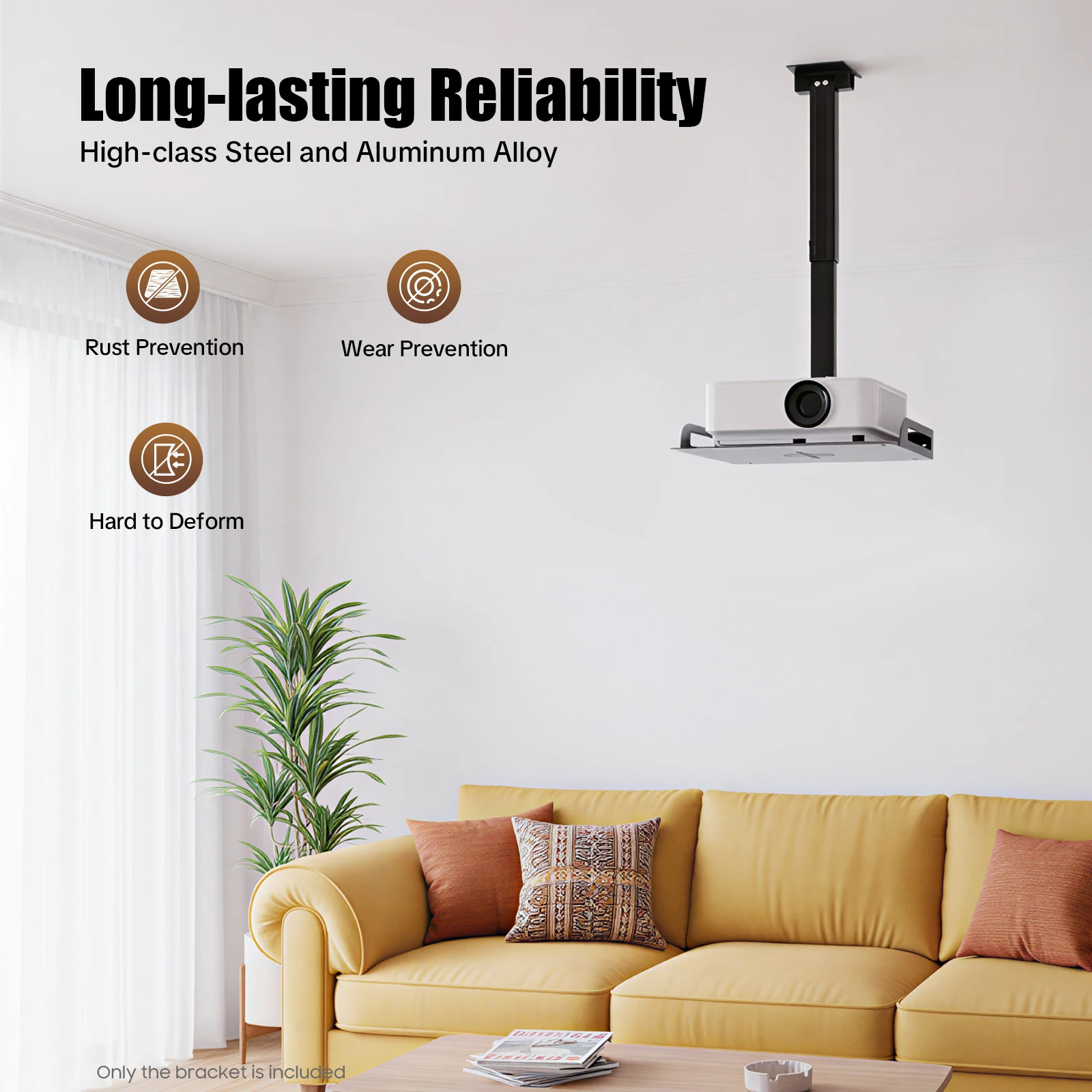 Soporte universal para proyector para montaje en techo, soporte para proyector de longitud ajustable 34-56 cm para el hogar, la oficina, la sala de estar