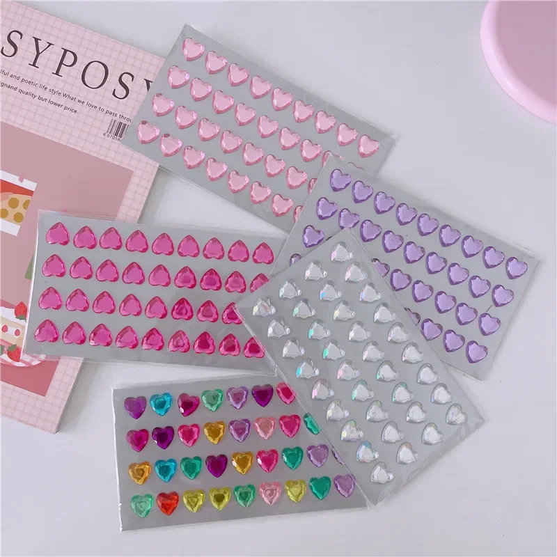 1pc 3D Laser Heart Diamond Stickers for Children Face Body DIY Self-adhesive Sticker Toy Stationery Phone Shell Gemstone Sticker