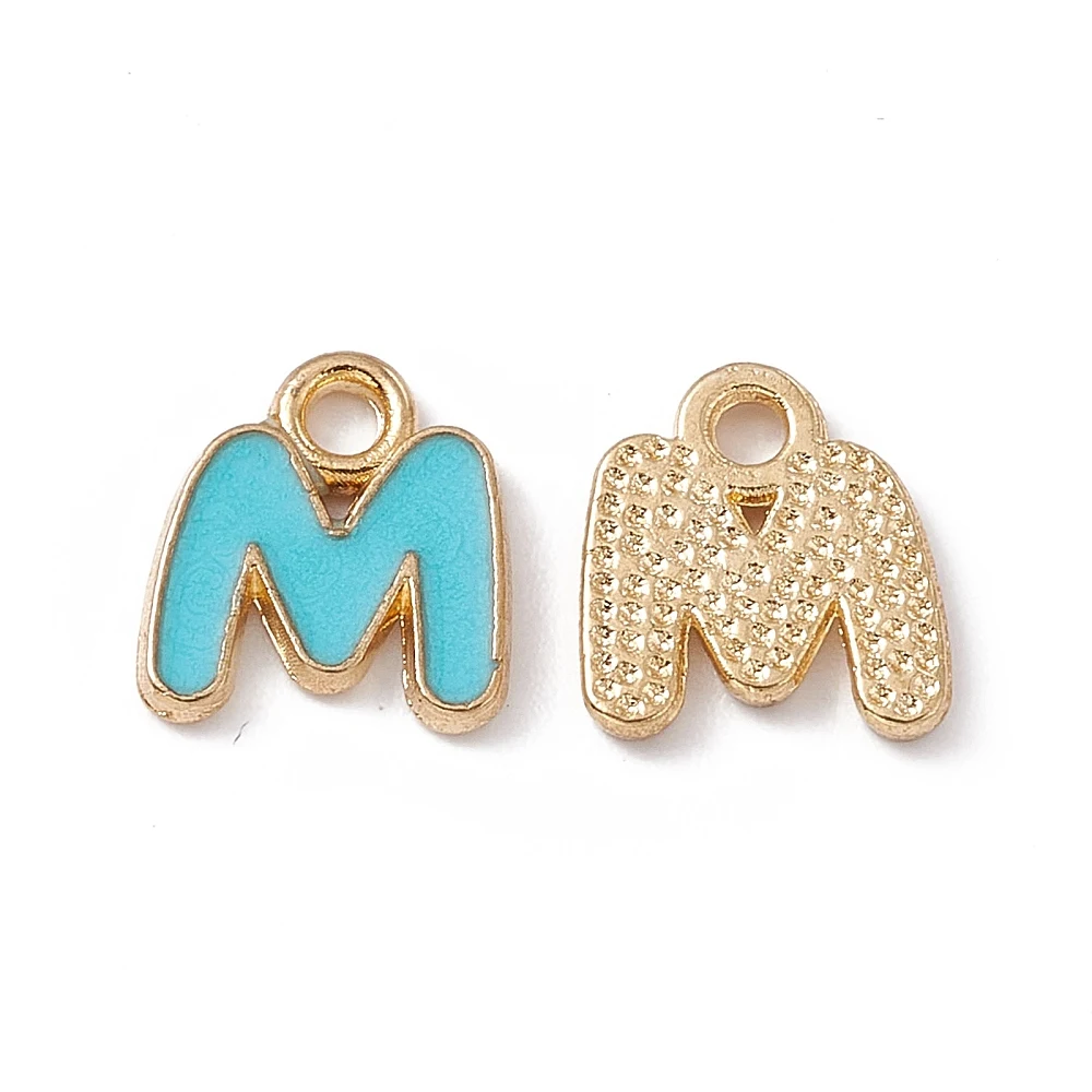 100Pc Letter Pendants Random Letter Charm for Jewelry Making 10x7~9x1.5mm Hole: 1.6mm