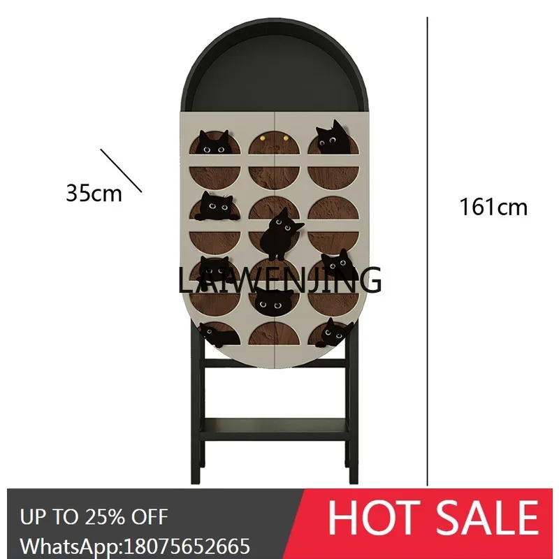 wine cabinet against the wall, living room solid wood side cabinet, dining side free installation display cabinet