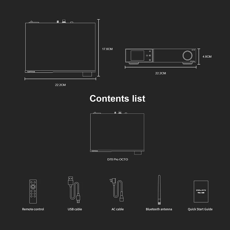 TOPPING D70 PRO OCTO HiFi DAC Bluetooth 5.1 Support LDAC with RCA XLR Output Remote Control Hi-res Audio Decoder