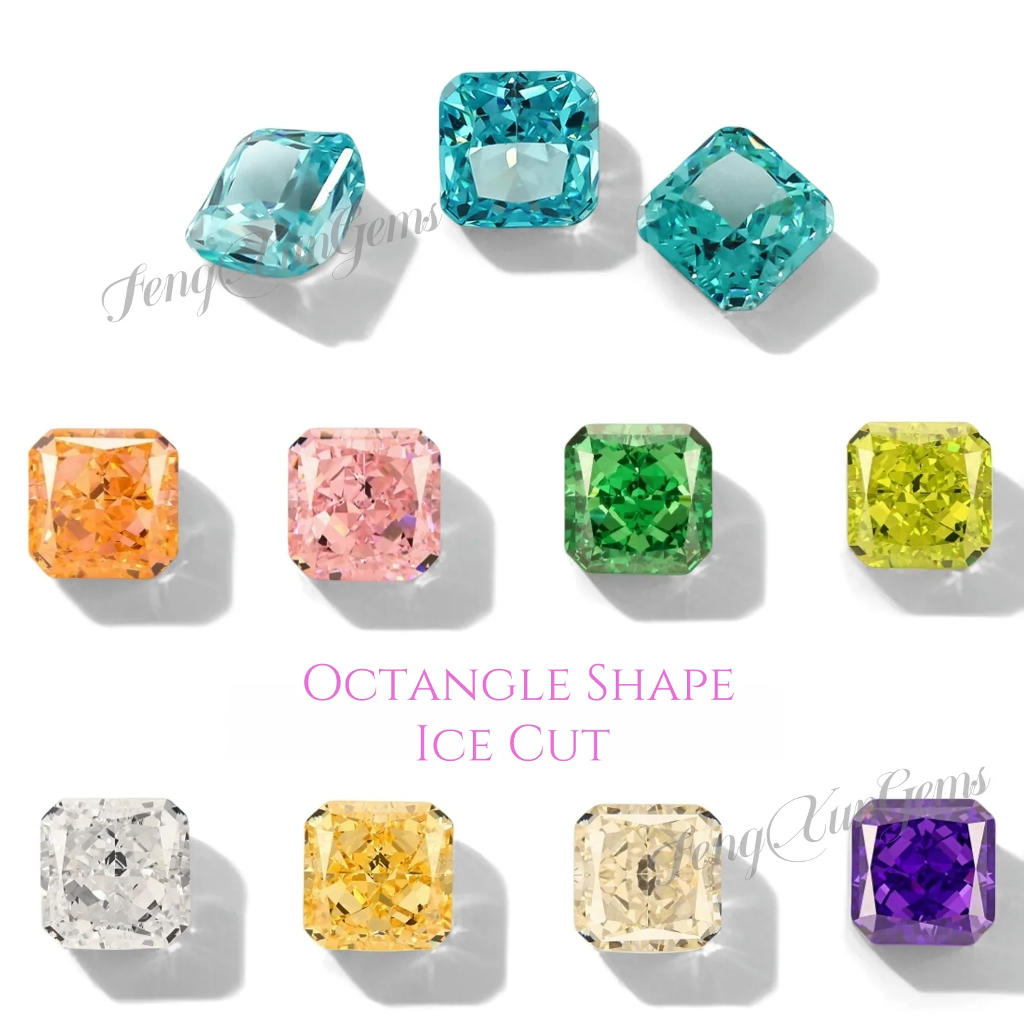

Top Colors Octangle Crushed Ice Cut High Carbon diamond Cubic Zirconia Gemstome 4K Cutting 5A Grade Quality CZ Lab Zircon Stones