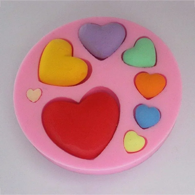 Heart Shape Silicone Fondant Mold Colorful Sweet Heart Chocolate Candy Paste Making Mould DIY Cake Decorating Tool Home Baking