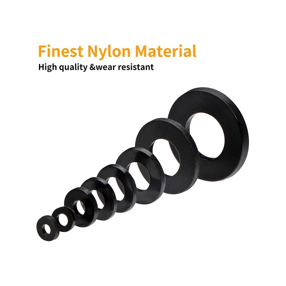 500 Stück flache Unterlegscheiben, Nylon-Gummiringe, einfaches Reparaturdichtungs-Sortiment, M2-M10-Set, selbstspannendes Design – Detail 10