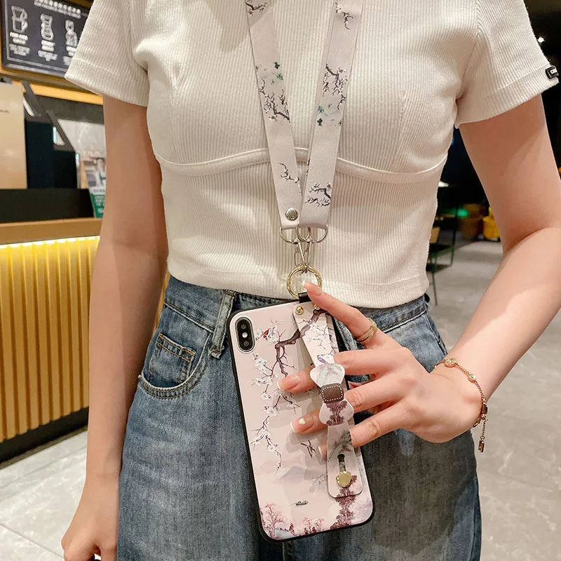 Crossbody pasek na ramię kwiat Vintage etui na telefon dla Xiaomi 12T 10T 11 Lite 12 Poco X5Pro Redmi 12C 12 10 9 9A uwaga 12