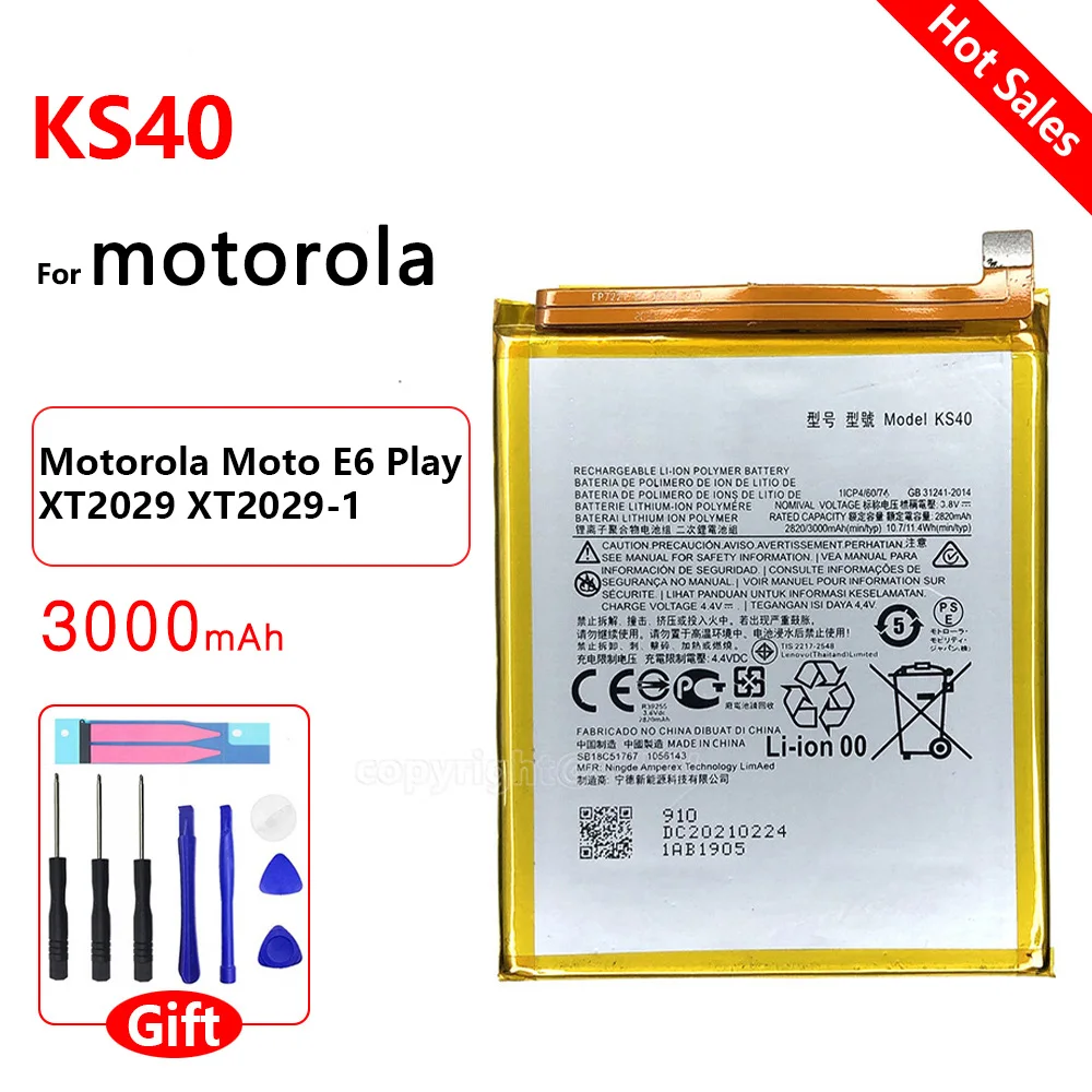 

Original KS40 3000mAh Replacement Battery For Motorola Moto E6 Play XT2029 XT2029-1 KS40 Batteries+Tracking Number