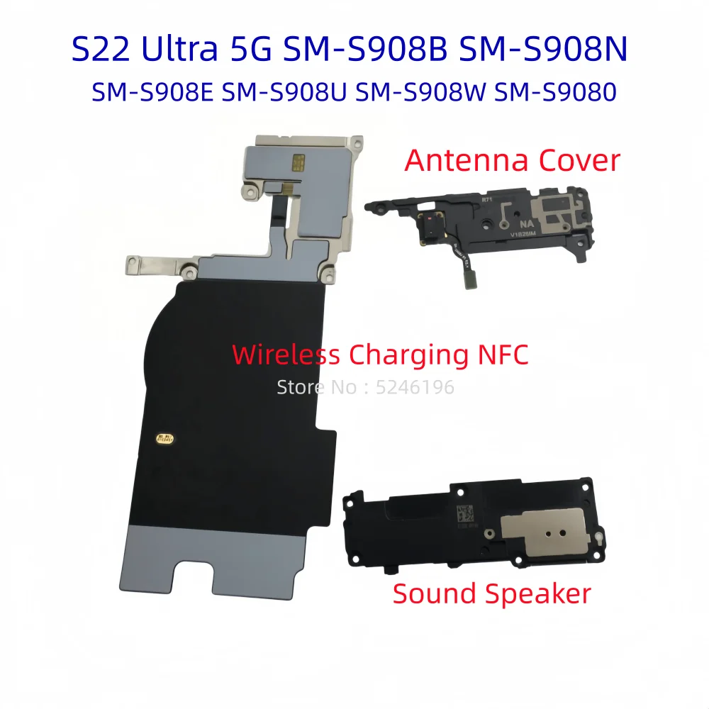 1pcs Wireless Charging NFC+Antenna Cover Bottom Sound Speaker For Samsung Galaxy S22 Ultra 5G SM-S908B SM-S908N SM-S908E SM-S908