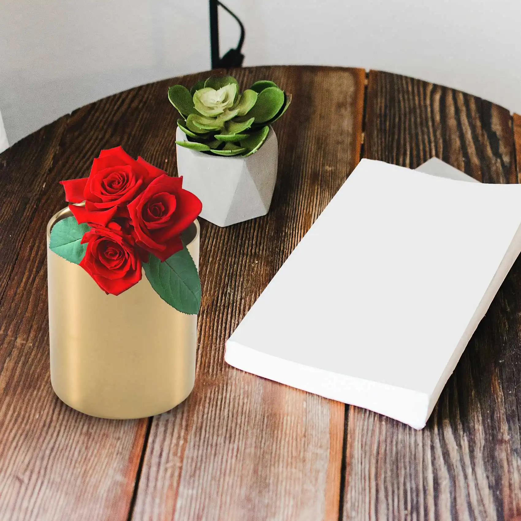 Złoty wazon na kwiaty obsadka do pióra pojemnik do przechowywania biurka domowego-Cylinder