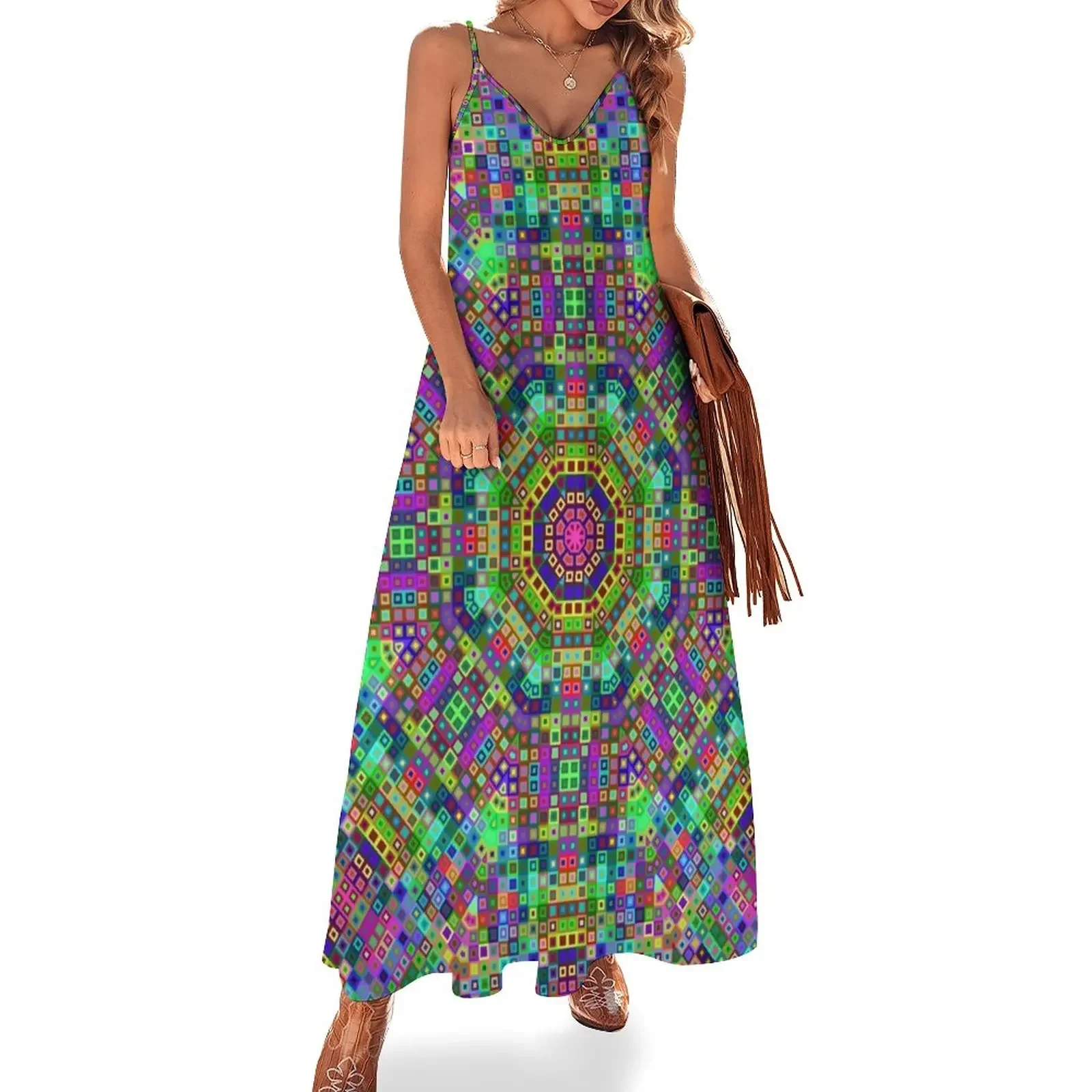 

3D Micro Universe Blocks Rave Love Black Light Mandala Sleeveless Dress women's evening dress 2024 summer dresses women 2024