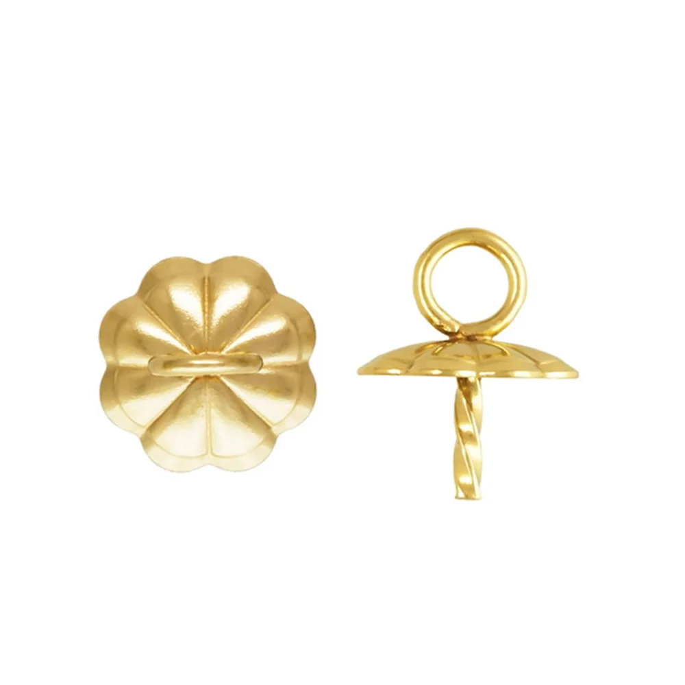 2 piezas de copas florales y adornos con forma de espiral, de 4 mm y 6 mm, recubiertos con oro de 14 quilates, para la elaboración de joyas.