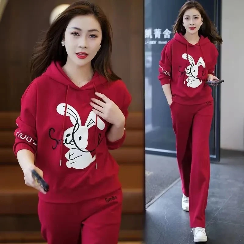

2023 New Hoodies Sweatshirt Sports Suit Sets Women's Casual Loose Sportswear & Pants Sets Spring Autumn Two Piece Sets Tracksuit