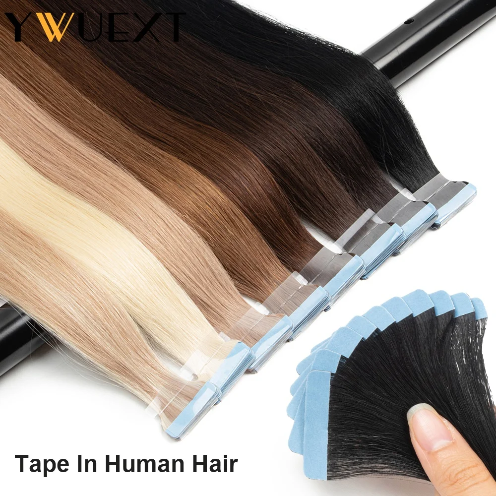 YWUEXT Straight Tape In Human Hair Extensions 14