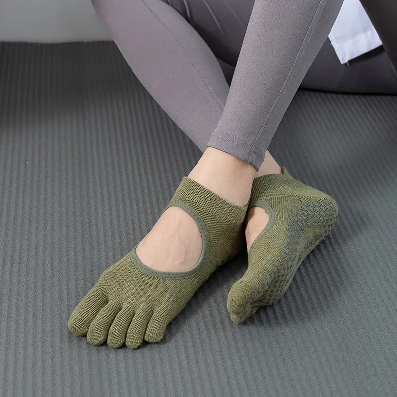 Five Toed Yoga Socks Cotton Silicone Non-slip Women High Quality Pilates Grip Socks