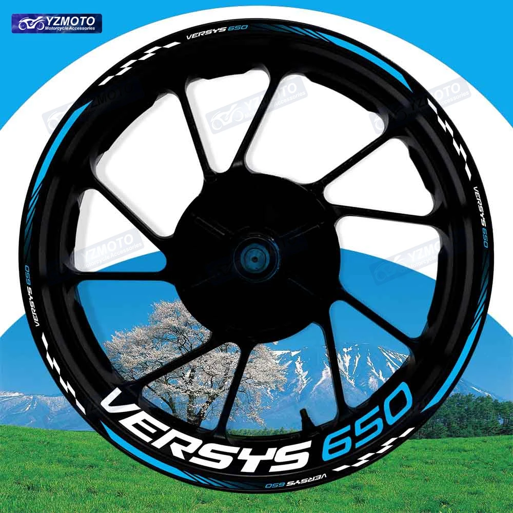 Naklejki na koła motocyklowe VERSYS 650, 17 cali, na przednie i tylne koła, naklejki na piasty, modyfikowane, dekoracyjne, odblaskowe, wodoodporne naklejki na obręcze.