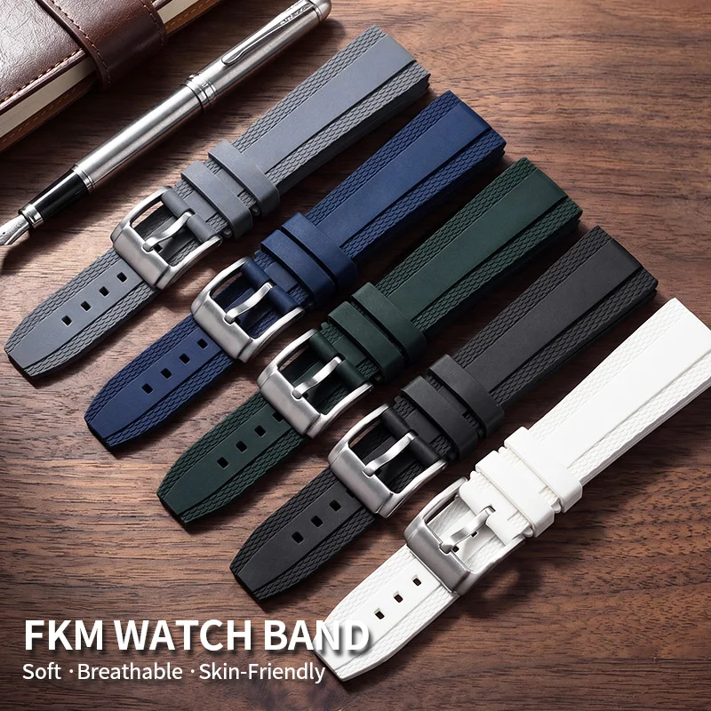 

Fluorine Rubber Watch Strap 20/22mm New Model Super Ocean Avenger Universal Replacement High-Quality Fluorine Rubber Strap