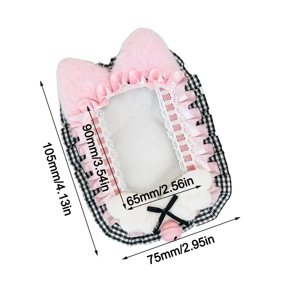 New Pink Bow Card Holder with Ribbon Photo Protector Case Lace Anime Photocard Holder