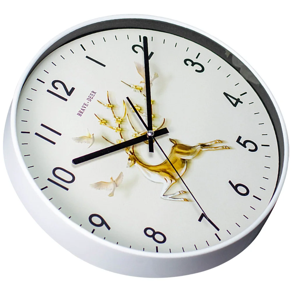 

Decorative Wall Clock Golden Deer Theme Accurate Timekeeping Easy Install Clock for Bedroom Kitchen Dining Room Modern Home