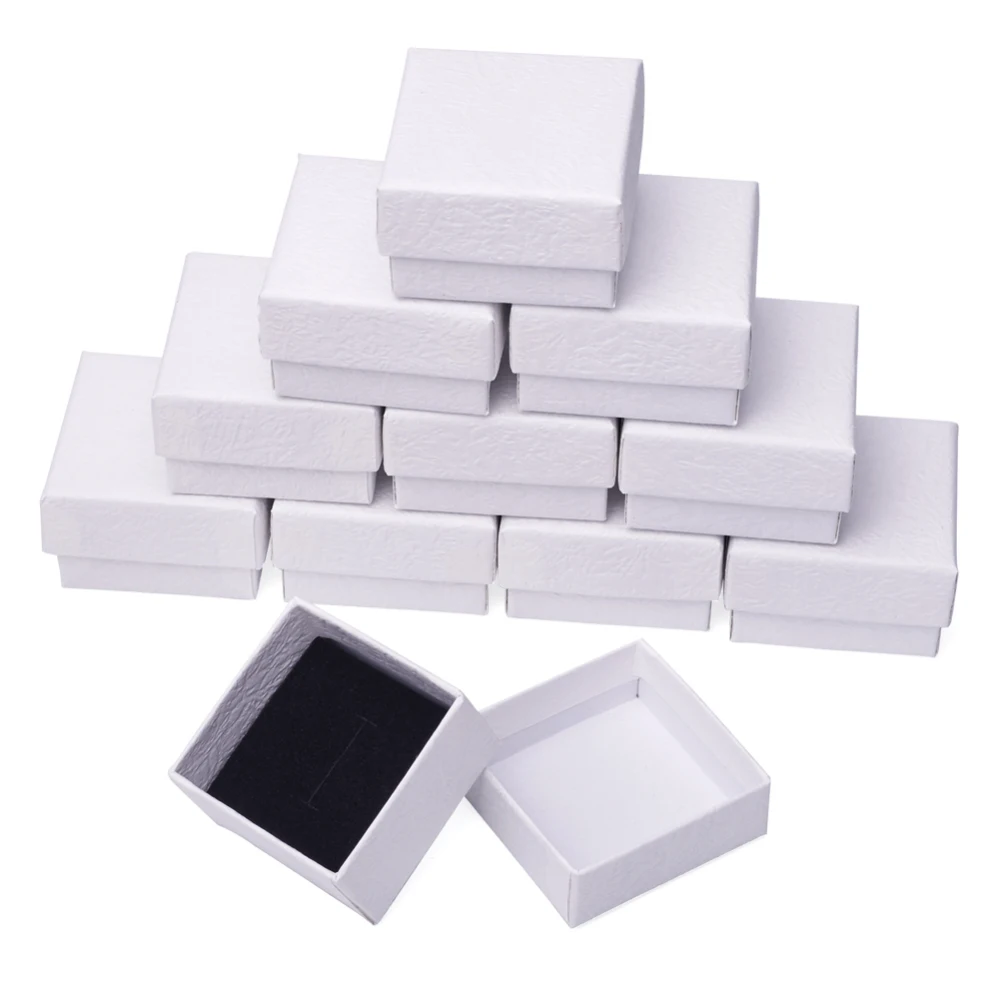 15/18/24pcs Rectangle Square Cardboard Jewelry Box Tan Black Marble White for Ring Necklace Bracelet DIY Gift Packing Supplies