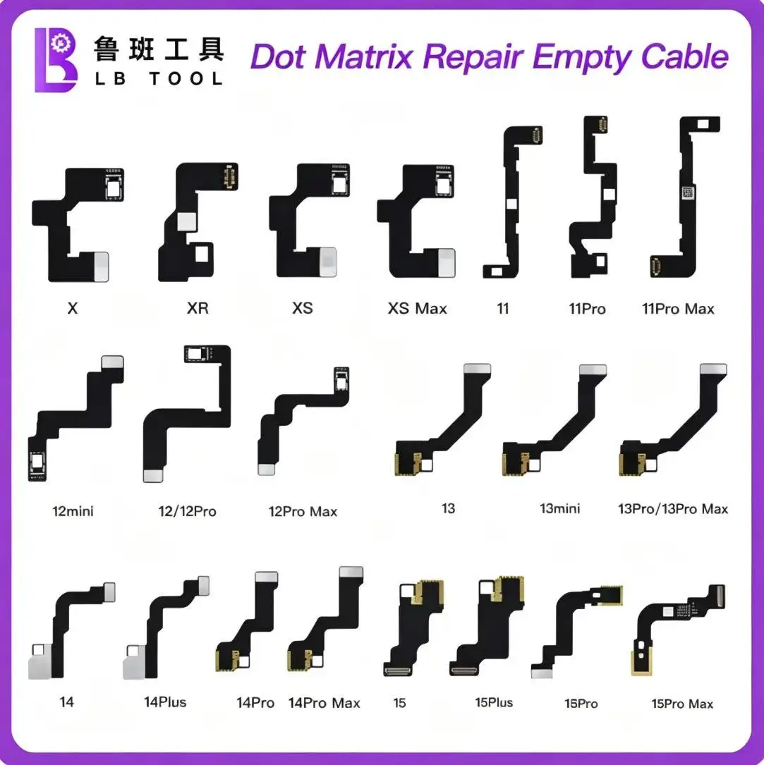 Luban Dot Matrix Empty Cable Without Chip, Professional Face ID Repair Flex Cable for iPhone X XS XR 11 12 13 14 15 16 Pro Max