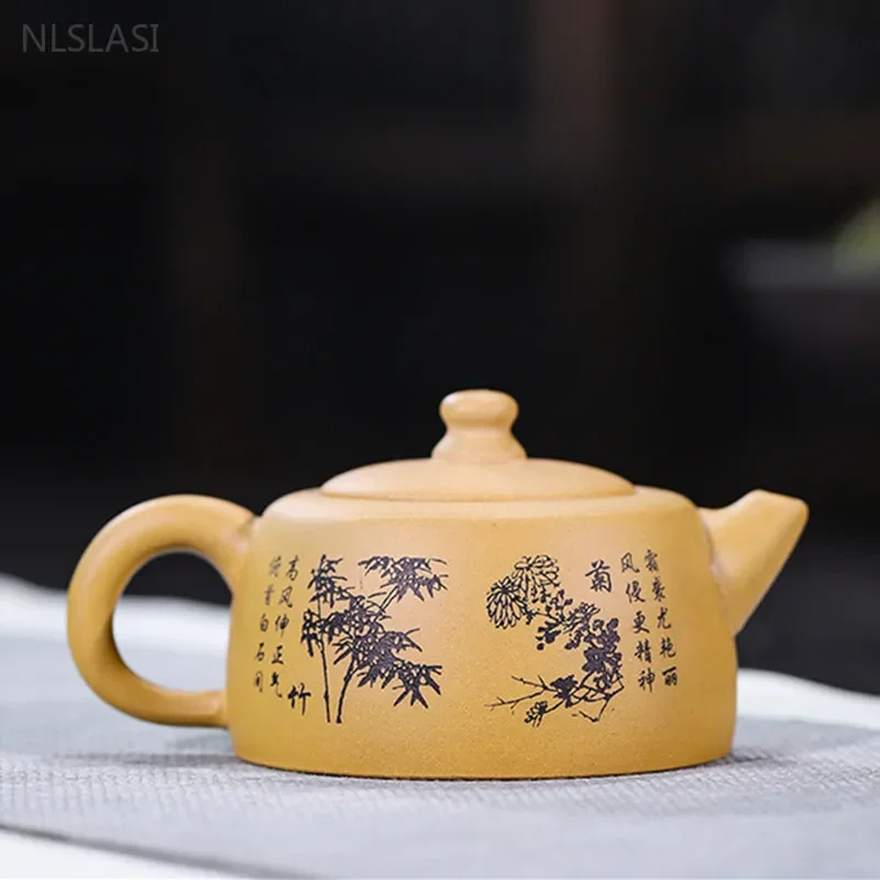 200ml/280ml Yixing Purple Clay Tea Pot Raw Ore Section Mud Plum Orchid Bamboo Chrysanthemum Beauty Kettle Handmade Zisha Teapot