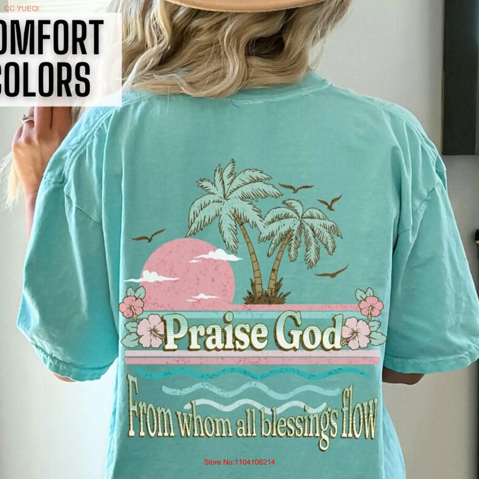 Beachy Christian T Shirt Back Print Summer Boho Surf Jesus Apparel Bible Verse Comfort Colors Faith for Her