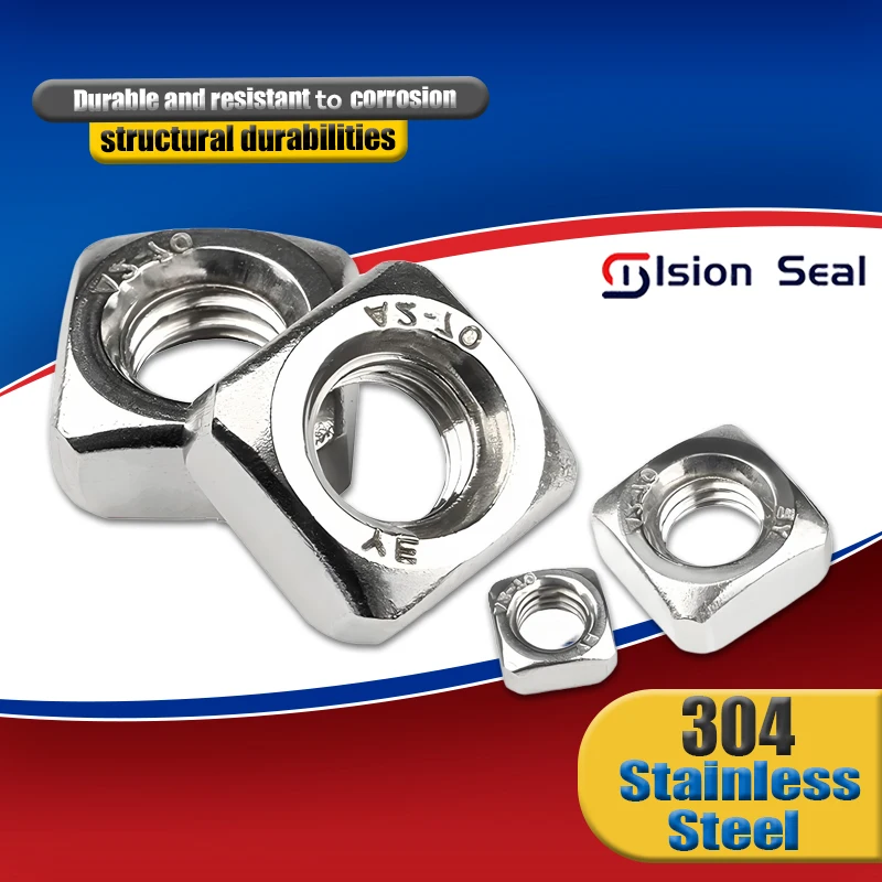 Square Nuts M3 M4 M5 M6 M8 M10 M12 A2 304 Stainless Steel Metric four sides Right Angle Nut Din557