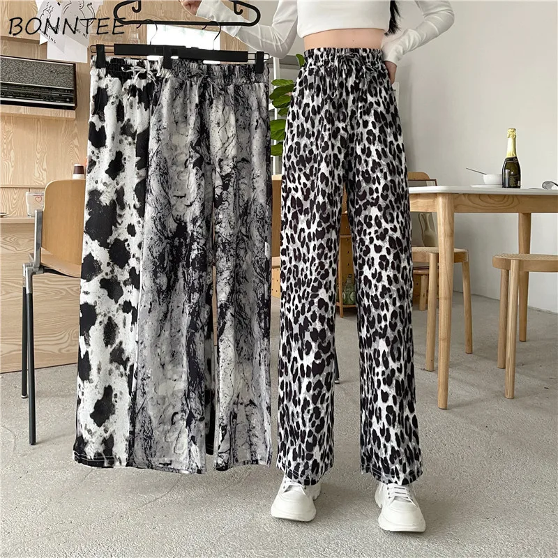 

Wide Leg Pants Women Korean Style Loose Pockets Tie Dye Design Streetwear Casual All-match Chic Fashion Elegant Tender Popular