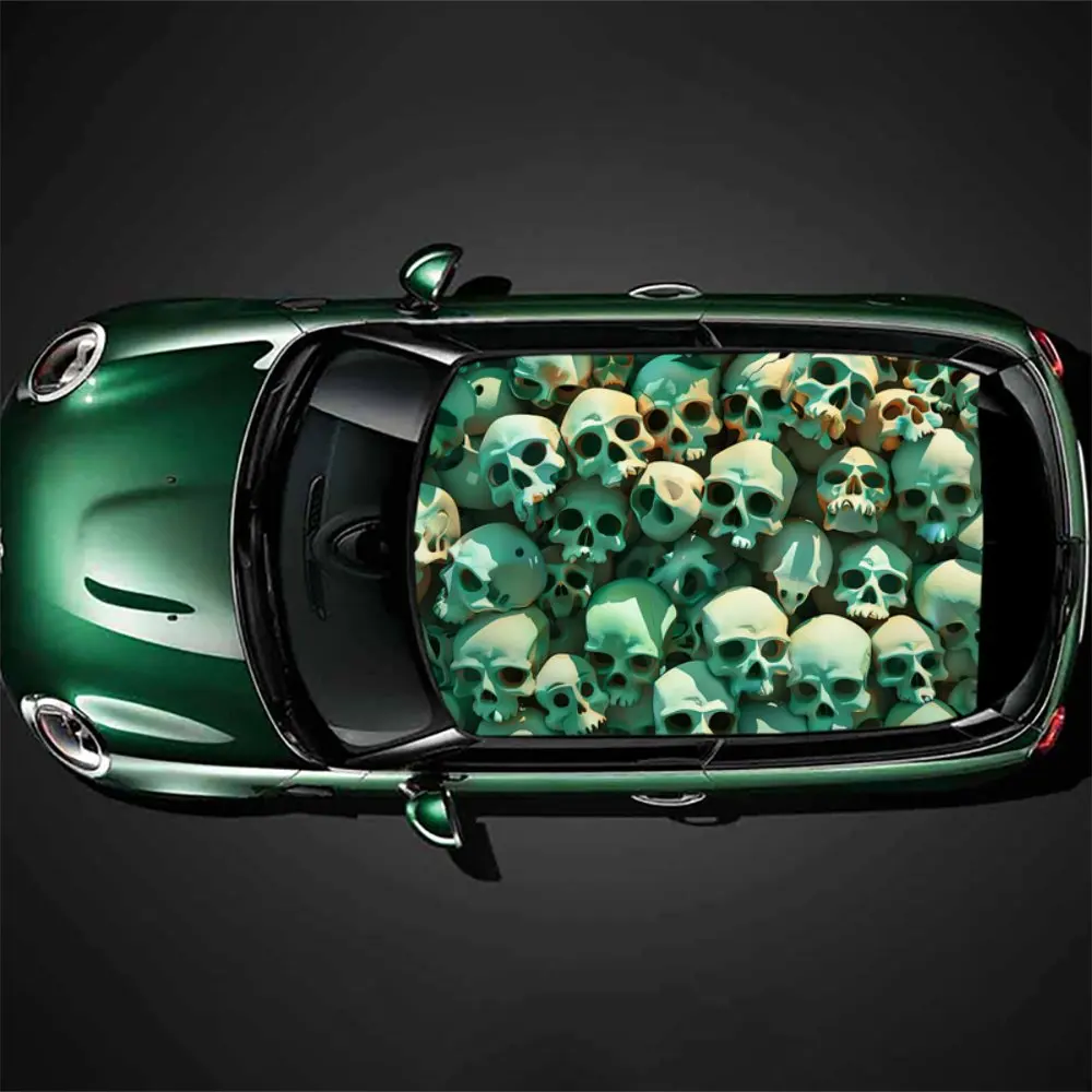 

Halloween Skull Heads Scary Car Roof Sticker Wrap Racing SUV Auto Accessories Packaging PVC Car Hood Graphic Decal Decoration