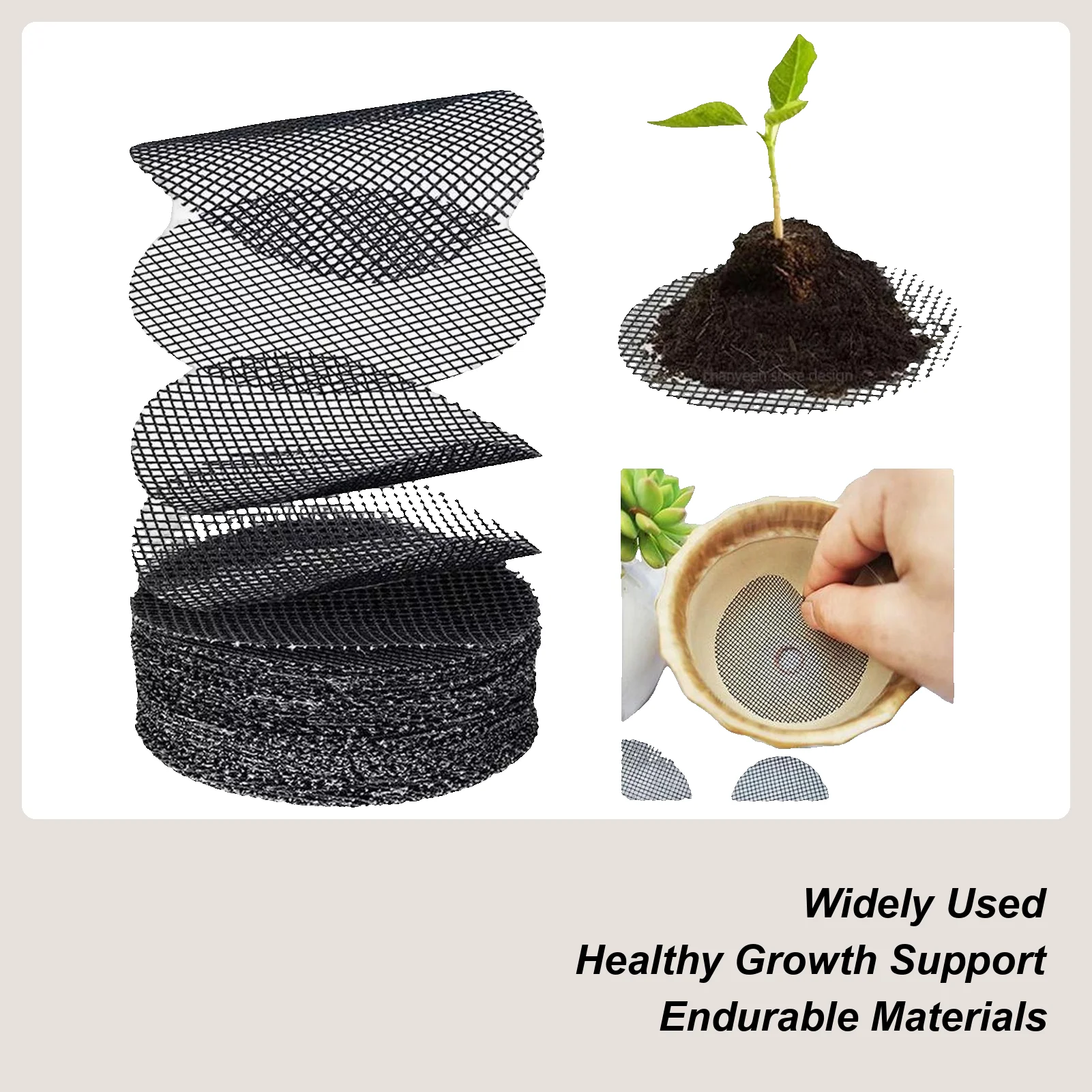 

50 шт., сетчатая накладка с отверстиями для цветочного горшка, круглые дренажные отверстия, коврик для экранов, предотвращает потерю почвы для садовых растений, бонсай, нижняя сетка, прокладка