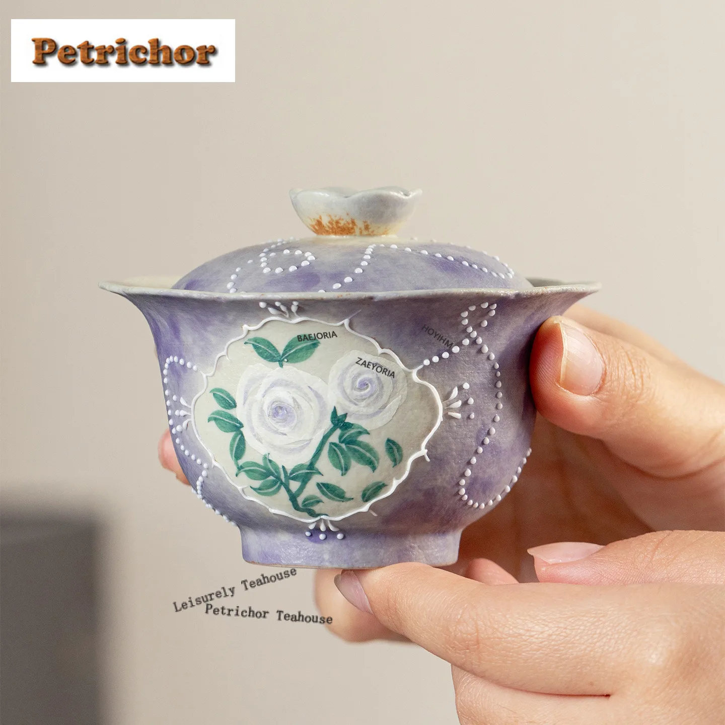 

100ml Hand-painted Rose Gaiwan Creative Anti-scald Tea Tureen Tea Bowl With Lid Kit Tea Maker Cover Bowl Cha Accessories Gift