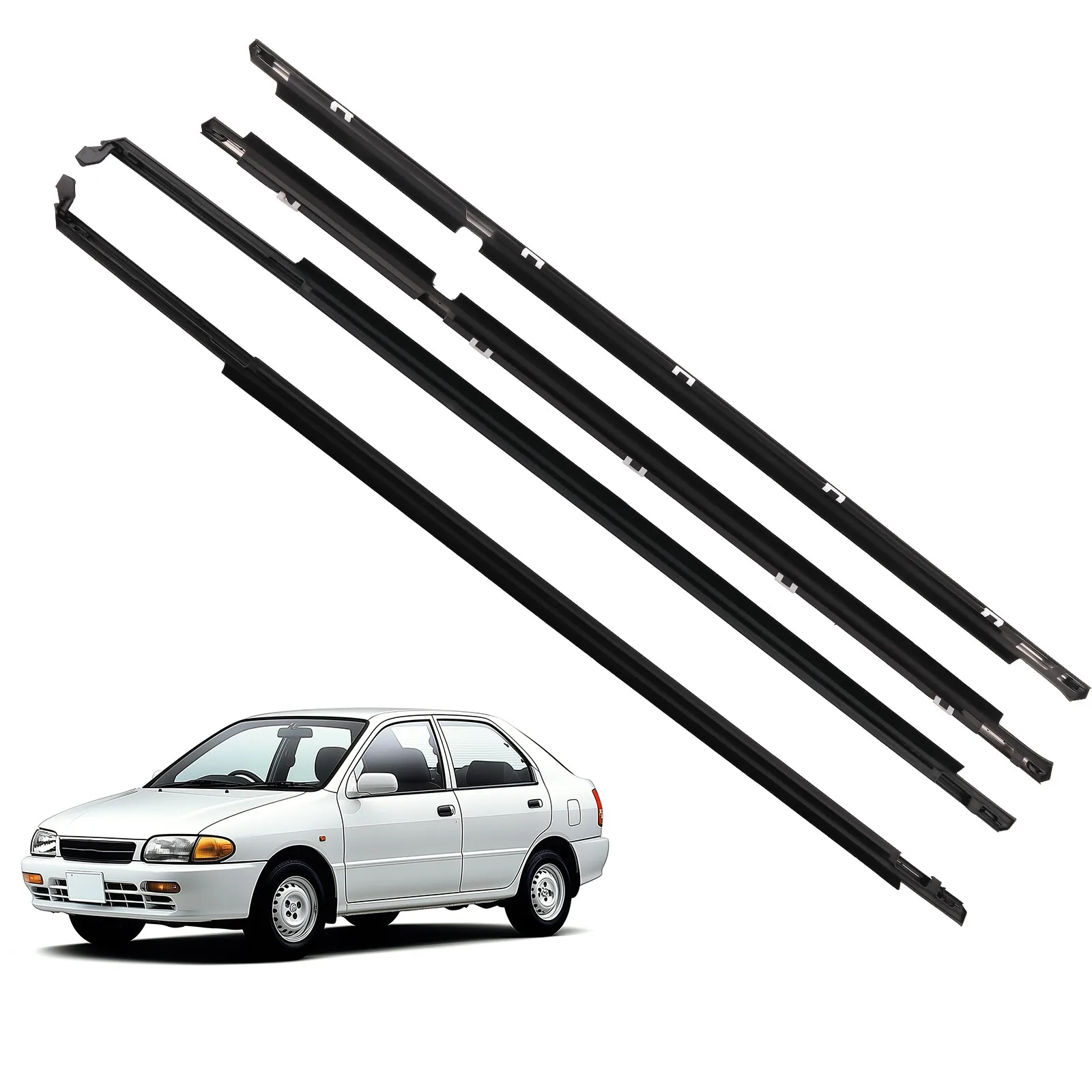 

4PCS Car Outer Weatherstrips Window Glass Sealing Strip Waterproof Sealant Set For Toyota Corolla AE110 AE111 AE115 1995~2002
