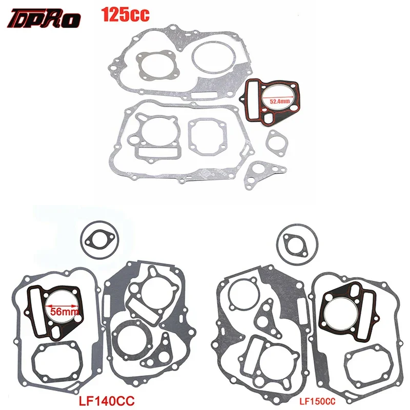 TDPRO 125cc 140cc 150cc Lifan Set Engine Gaskets Motor Cylinder Gasket Head Base For Dirt Pit Bike Motorcycle Scooter Quad Buggy