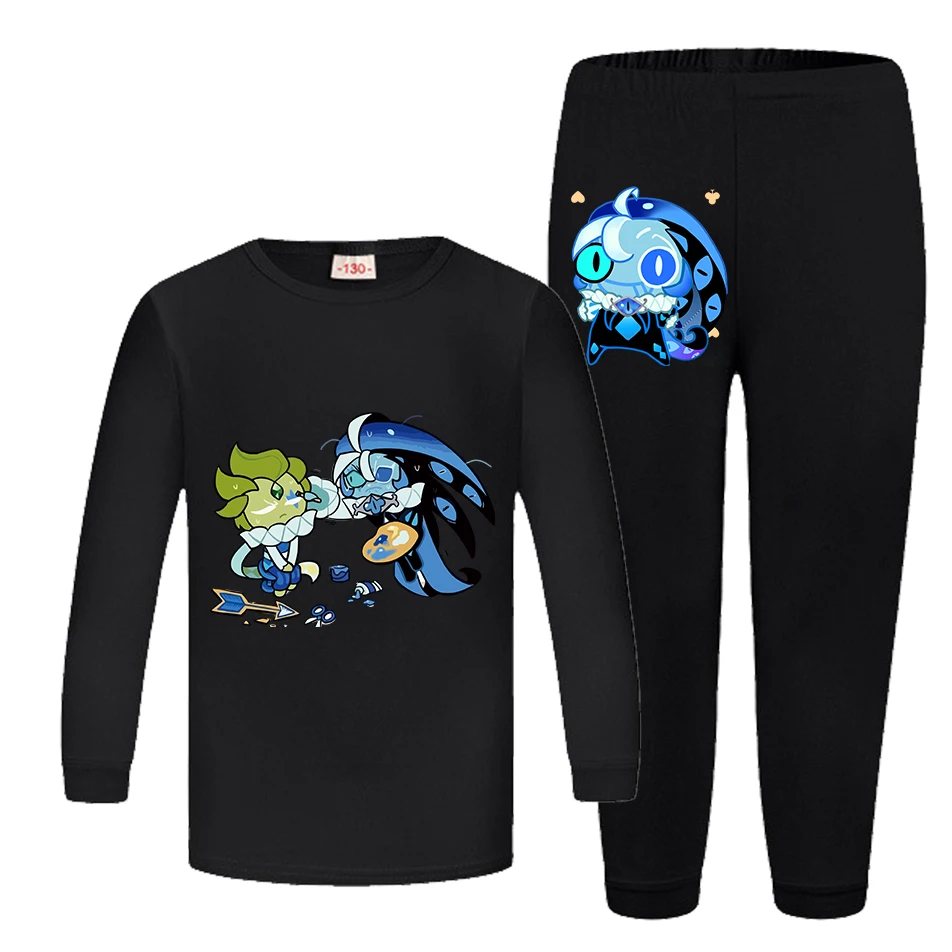 Shadow Milk Cookie Clothes Kids Long Sleeve Pajama Sets Baby Girls Cute Cartoon Pijamas Children Casual Tops Pants 2pcs Set
