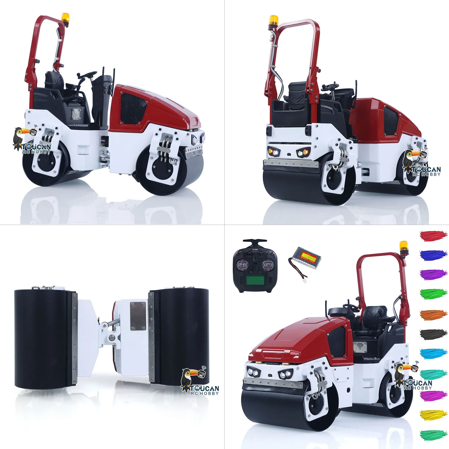 

1/14 DIY Mini Metal Radio Controlled Road Roller BW120AD RC Construction Vehicle RTR Model Brushed ESC Motor ST8 Radio Hobby Toy