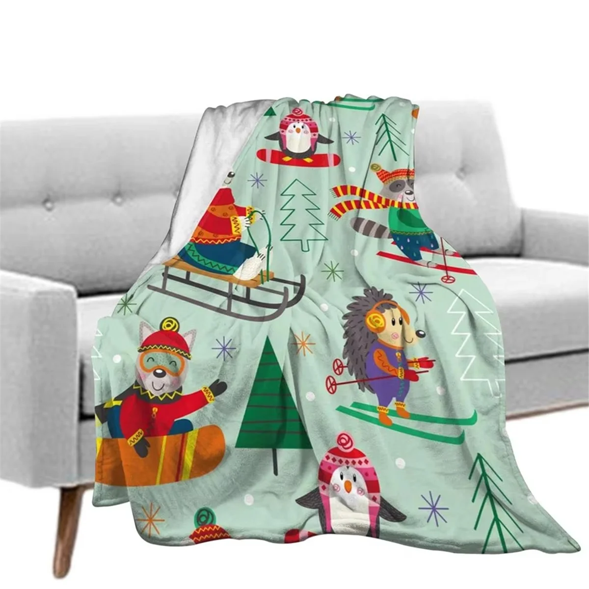 

Blanket for Chair Throw Flannel Animal Printing Couch Blankets