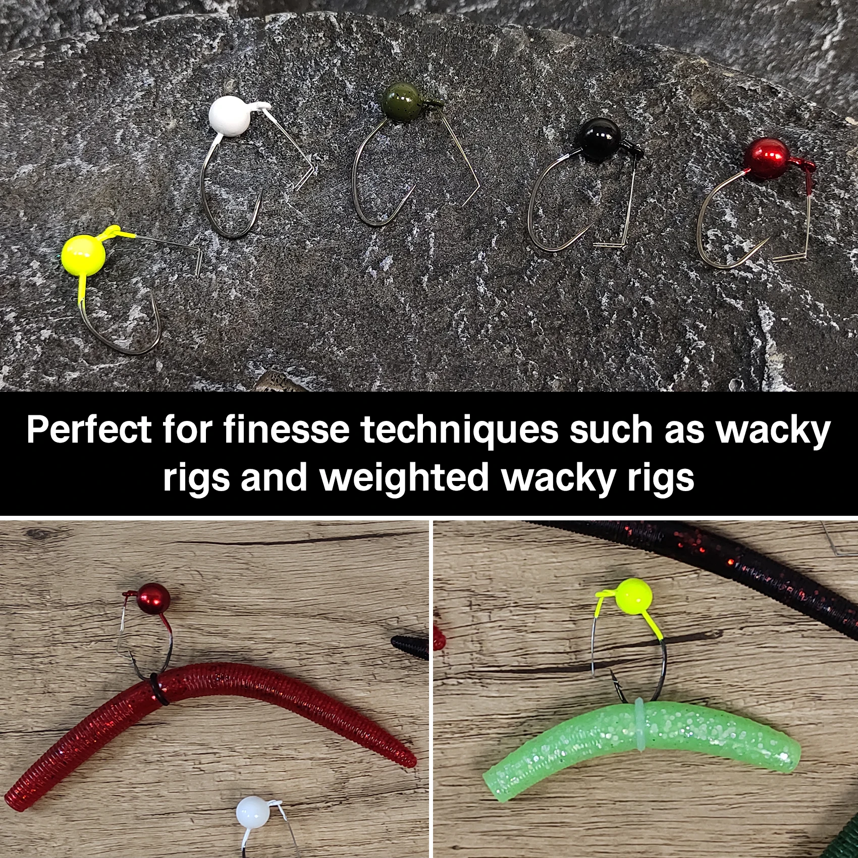 Aventik Weedless Wacky Rig Haken Wacky Jig Heads Weedless Angelhaken Wurmgewichte Haken für Barschangeln 10 Stück – Detail 6