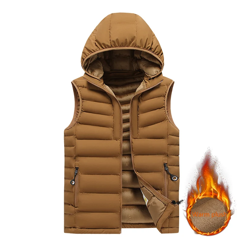 New Men\'s Vest Jacket Winter Warm Sleeveless Men Jacket Fashion Hooded Casual Vest Men Autumn Thicken Waistcoat Coat