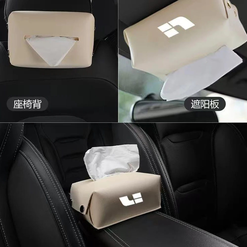 Car Tissue Box Sun Visor Drawstring Box Hanging High-End Armrest Box One Storage Item Suitable For Li Xiang L6 L7 L8 L9 23-25