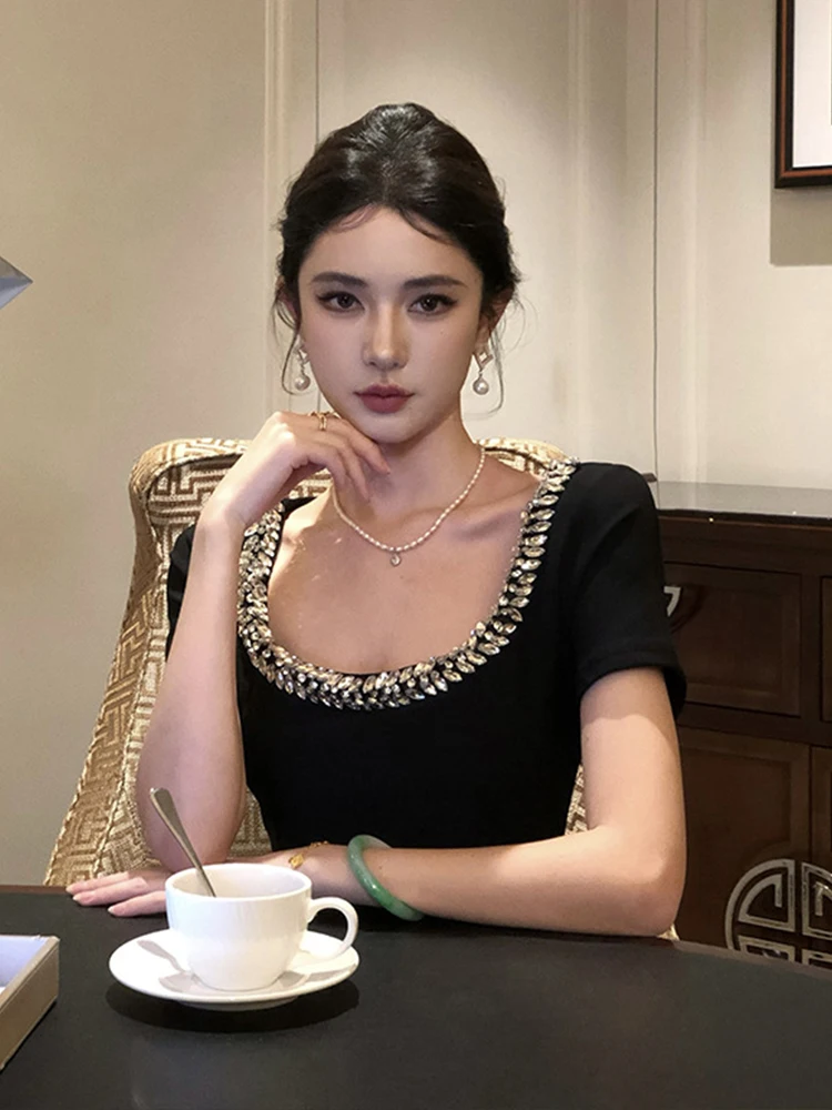 Abiti da donna Nero Sexy Collo quadrato Abito da sera lungo skinny Elegante moda di lusso Abiti da ballo per feste Robe Occasioni formali