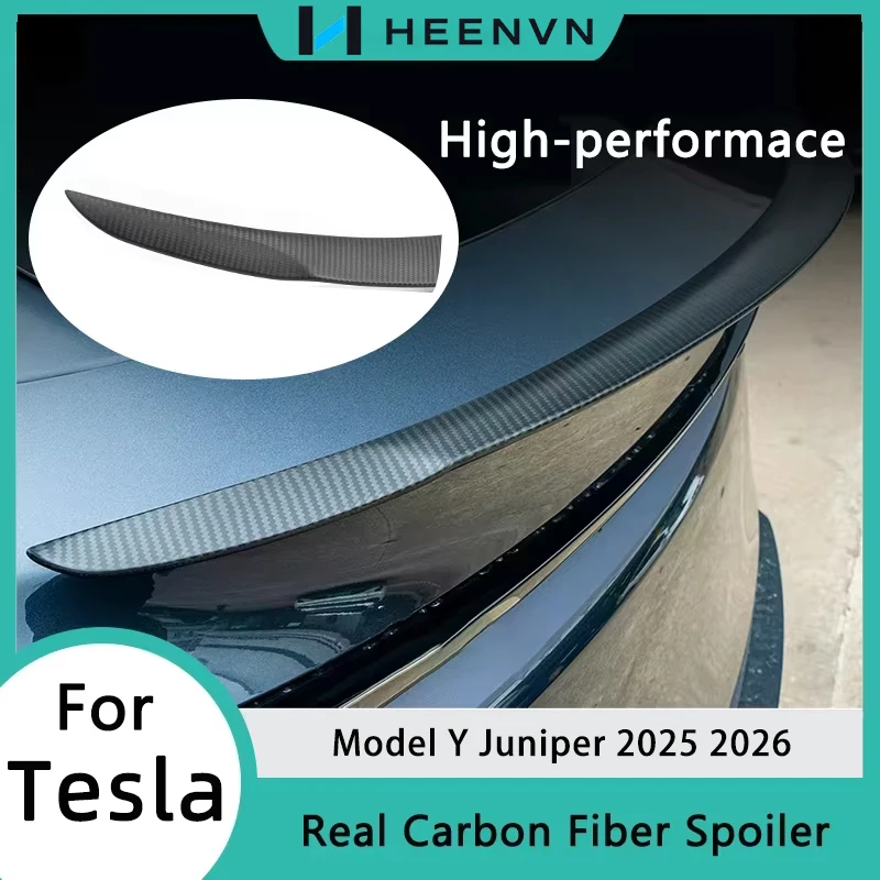 HEENVN Spoilers for Tesla Model Y Juniper 2025 2026 Spoiler Real Carbon Fiber Performance Rear Trunk Tail Wings Car Accessories