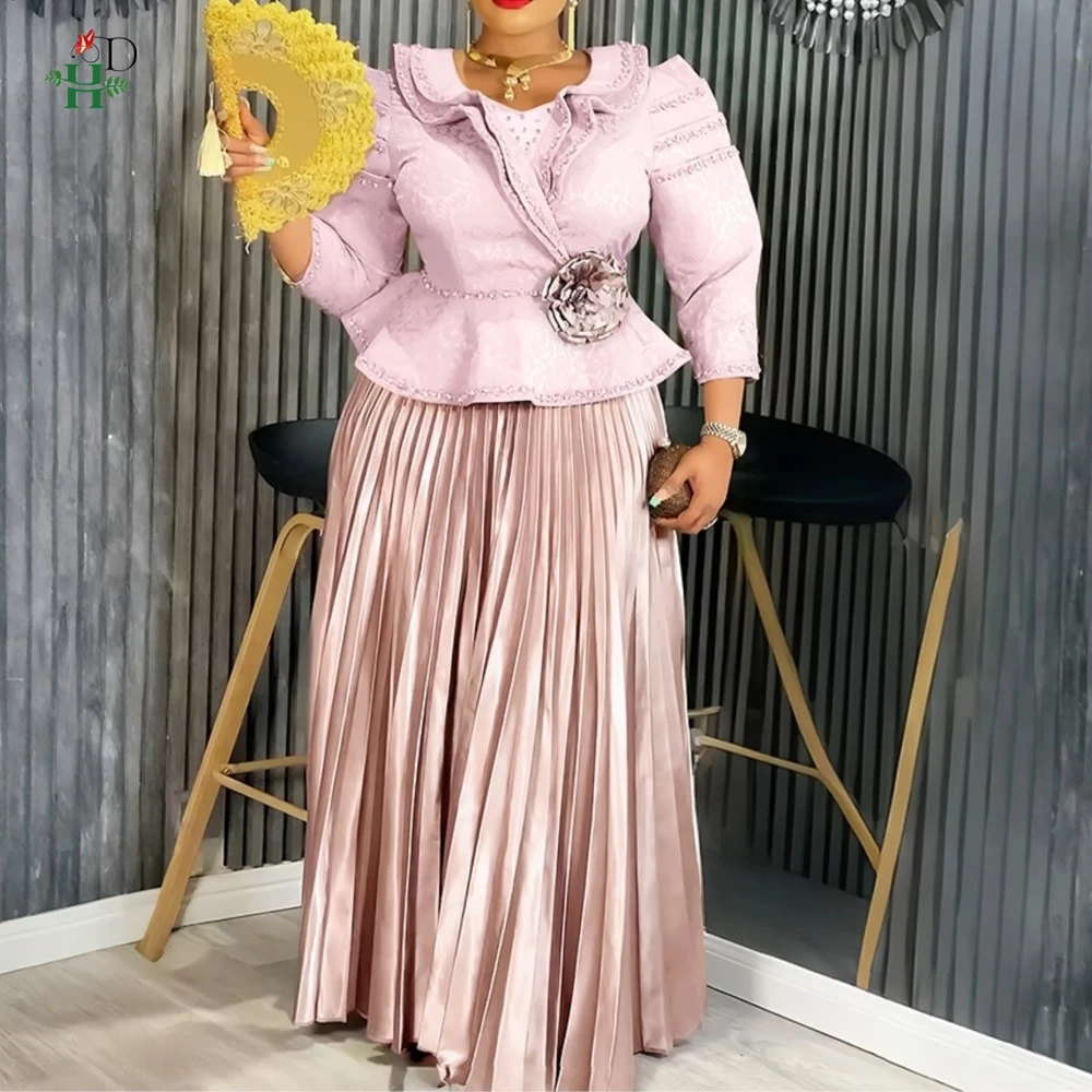 فساتين H & D الأفريقية للمرأة حجم كبير موضة جديدة Dashiki أنقرة حفل زفاف ثوب مسائي أنيق تركيا مطوي فستان ماكسي