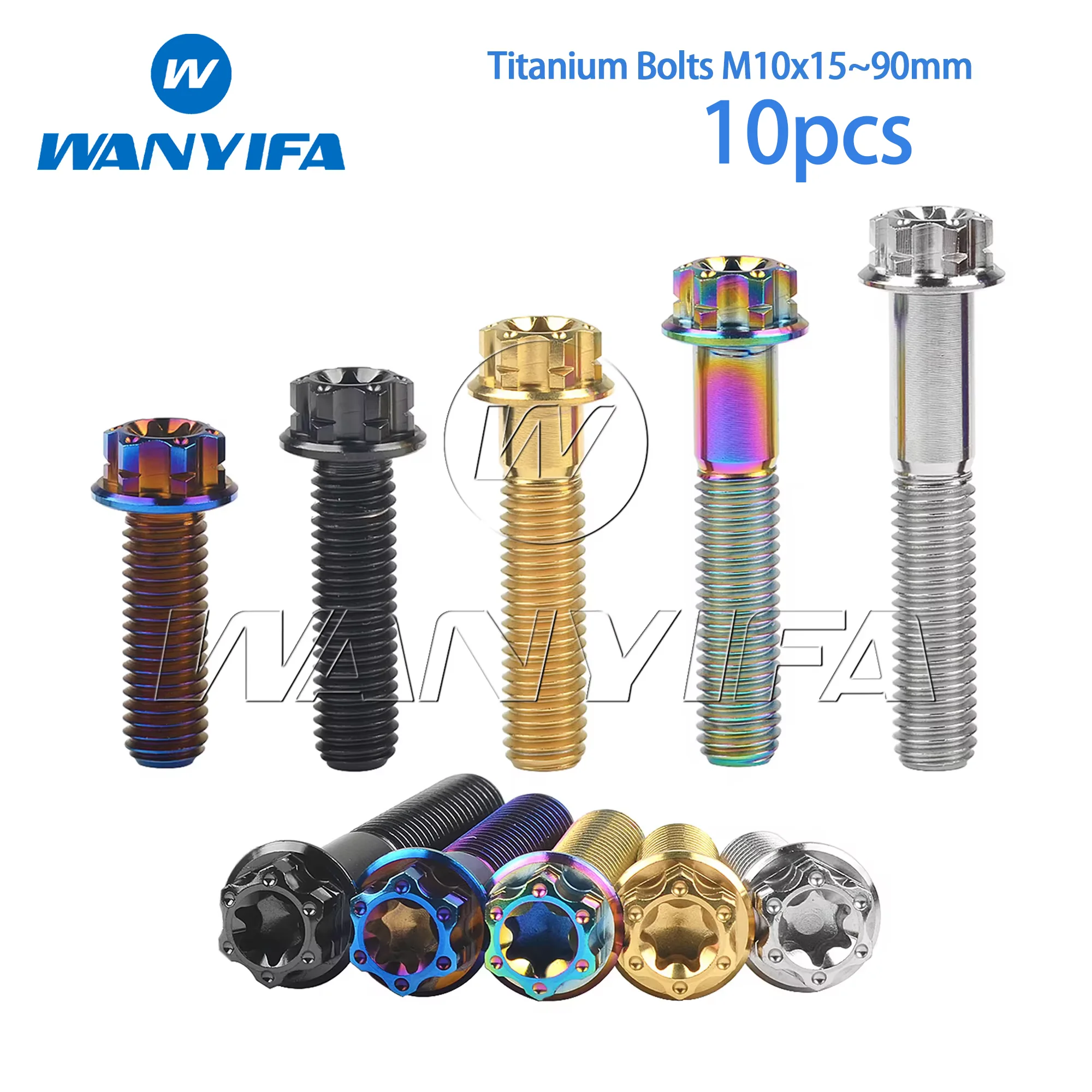 

Wanyifa Titanium Bolts M10x15~90mm Small Flange Flower Head Screw Pitch 1.25/1.5mm for Motorcycle Parts 10pcs