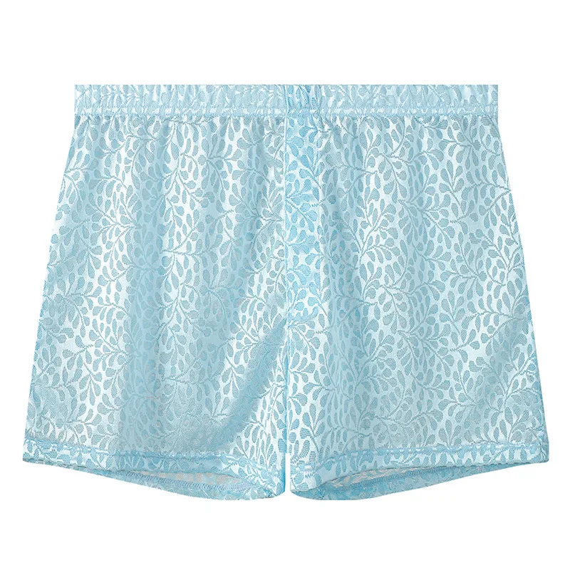 Men's Underwear Textured See-Through Solid Color Ice Silk Boxers Large Size Breathable Aro Shorts Pouch Bulge Underpants Male