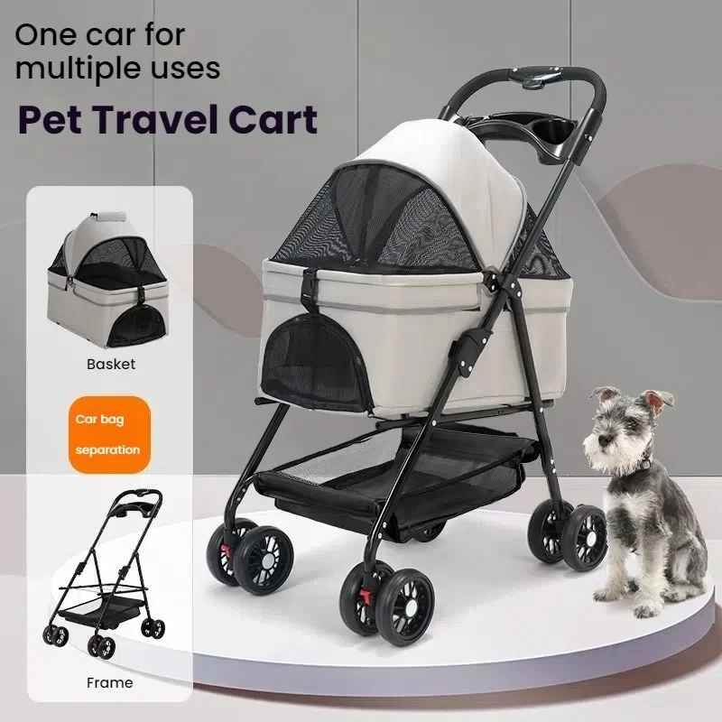 Dog Stroller Pet Stroller for Small Dogs Pet Stroller for 2dogs One Hand Quick Fold Carbon Steel for Medium Pets