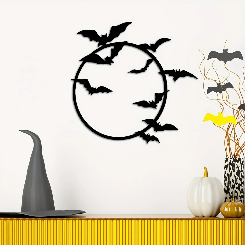 HELLOYOUNG  Flying Bats Metal Wall ArtBats Metal Home DecorBat Metal SignHalloween Wall DecorHalloween Iron SignCute Bat Decor